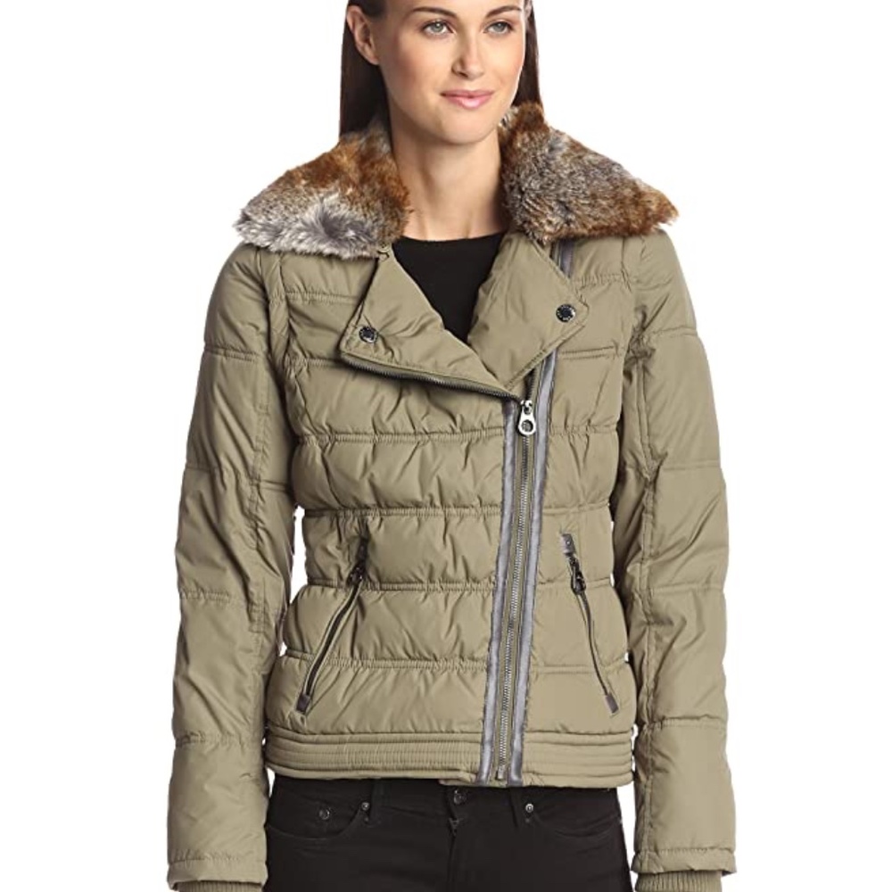 Laundry by Design Women's Quilted Convertible Puffer Coat - Olive Green